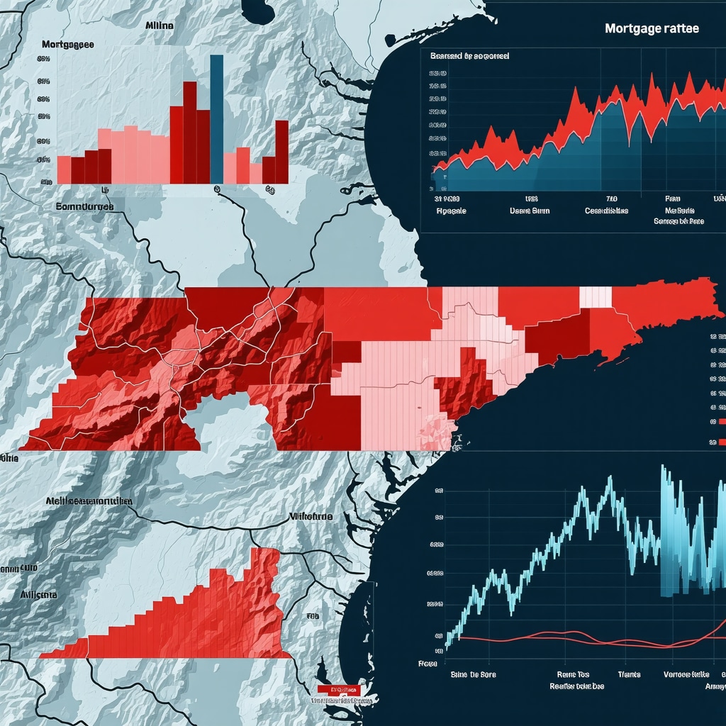 Digital dashboard showing mortgage rates, AI analytics, and Tennessee economic data