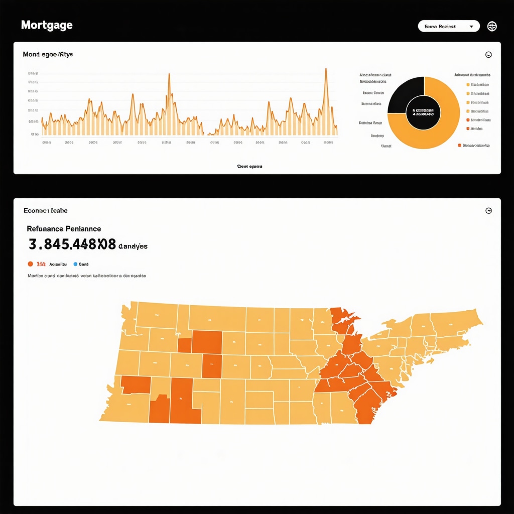 Graphical dashboard showing AI analytics and Tennessee mortgage refinance data