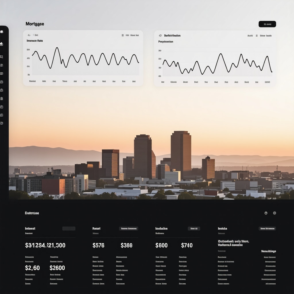 Digital dashboard showing mortgage interest and amortization data with Tennessee landmarks