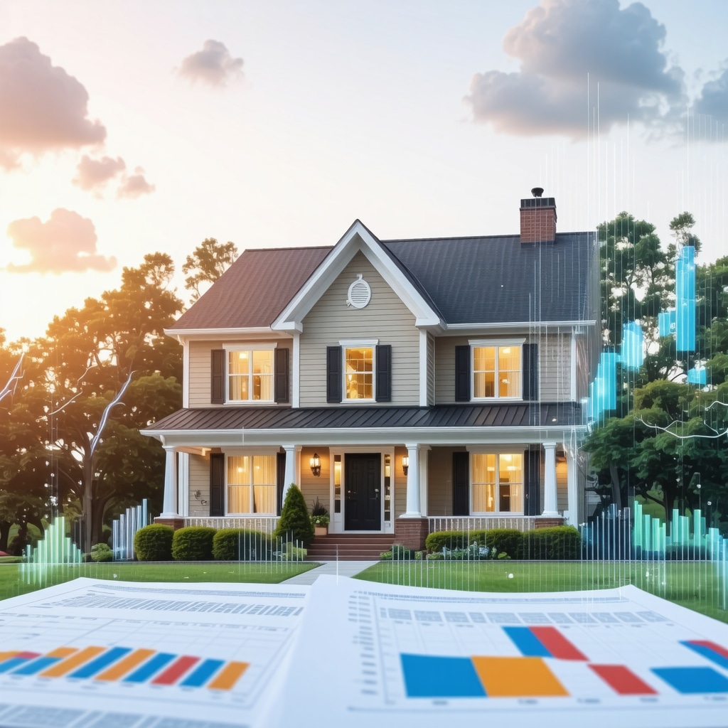 Tennessee home with graphical overlays representing refinancing rates and tax implications