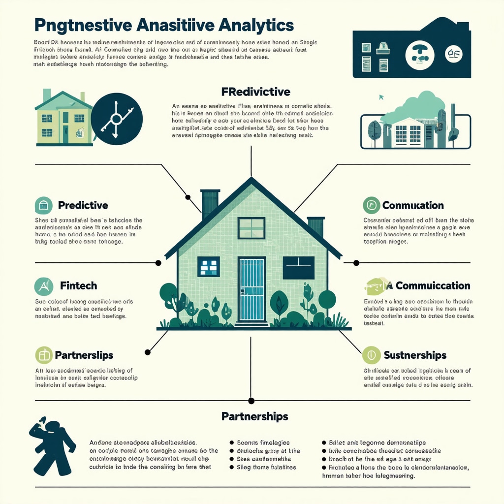 Infographic showing predictive analytics, AI communication, fintech partnerships, and ESG in Tennessee mortgage brokerage