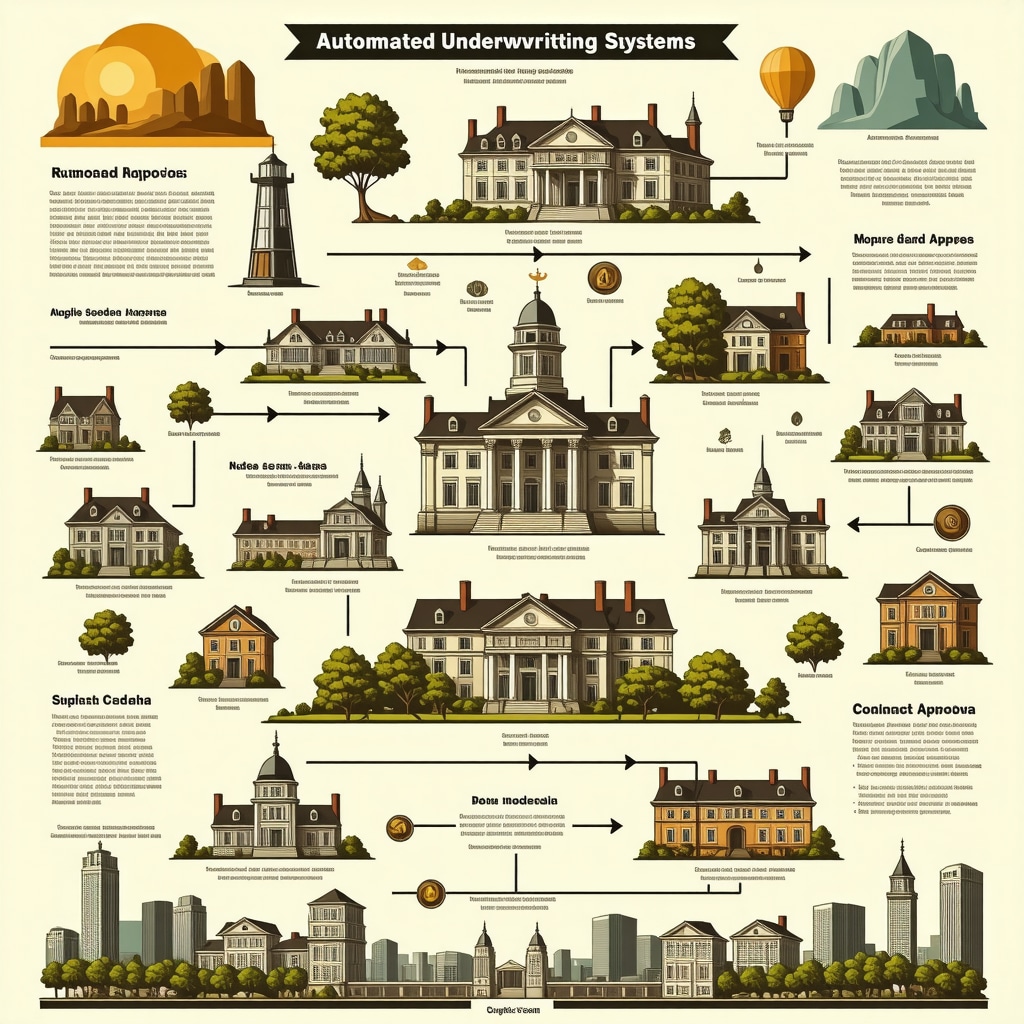 Infographic illustrating Automated Underwriting Systems workflow with Tennessee landmarks