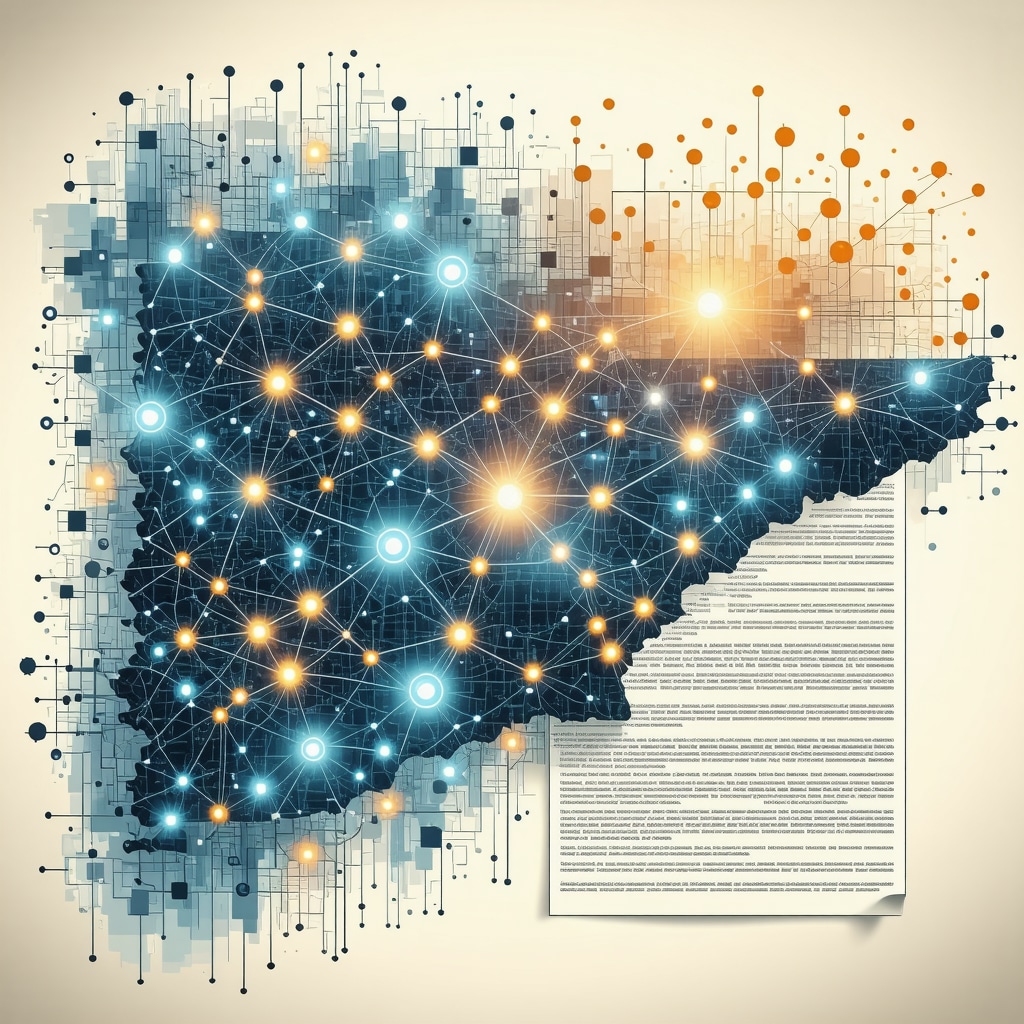 Blockchain technology overlaying mortgage documents and Tennessee map representing advanced mortgage processing