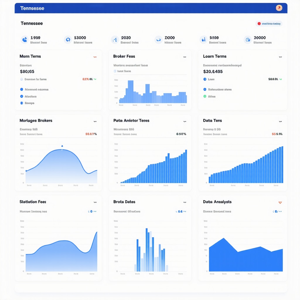 Digital dashboard showing mortgage broker fees and loan terms comparison for Tennessee homebuyers