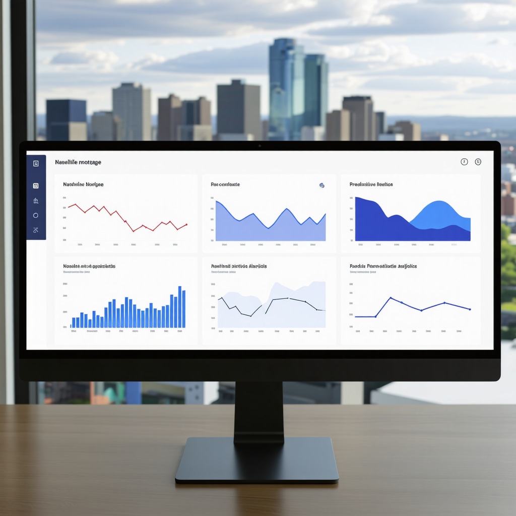 Predictive analytics dashboard for Nashville mortgage rates with city skyline