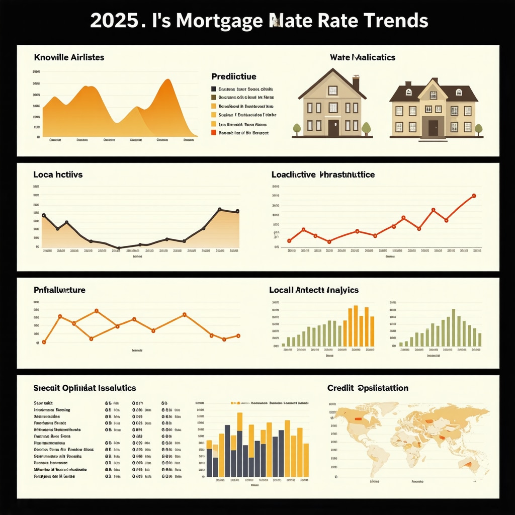 Detailed infographic illustrating Knoxville's 2025 mortgage rate trends, predictive analytics, local infrastructure impact, and credit optimization techniques