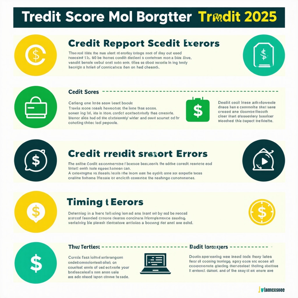 Infographic showing credit score factors, common credit report errors, and timing tips for Tennessee homebuyers