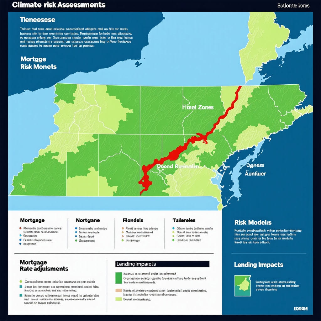 Infographic showing climate risk zones and mortgage rate effects in Tennessee