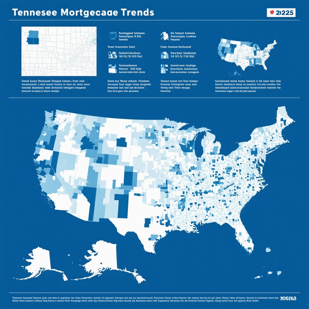 Infographic showing mortgage rates, regional economic data, and Federal Reserve policy impact in Tennessee for 2025