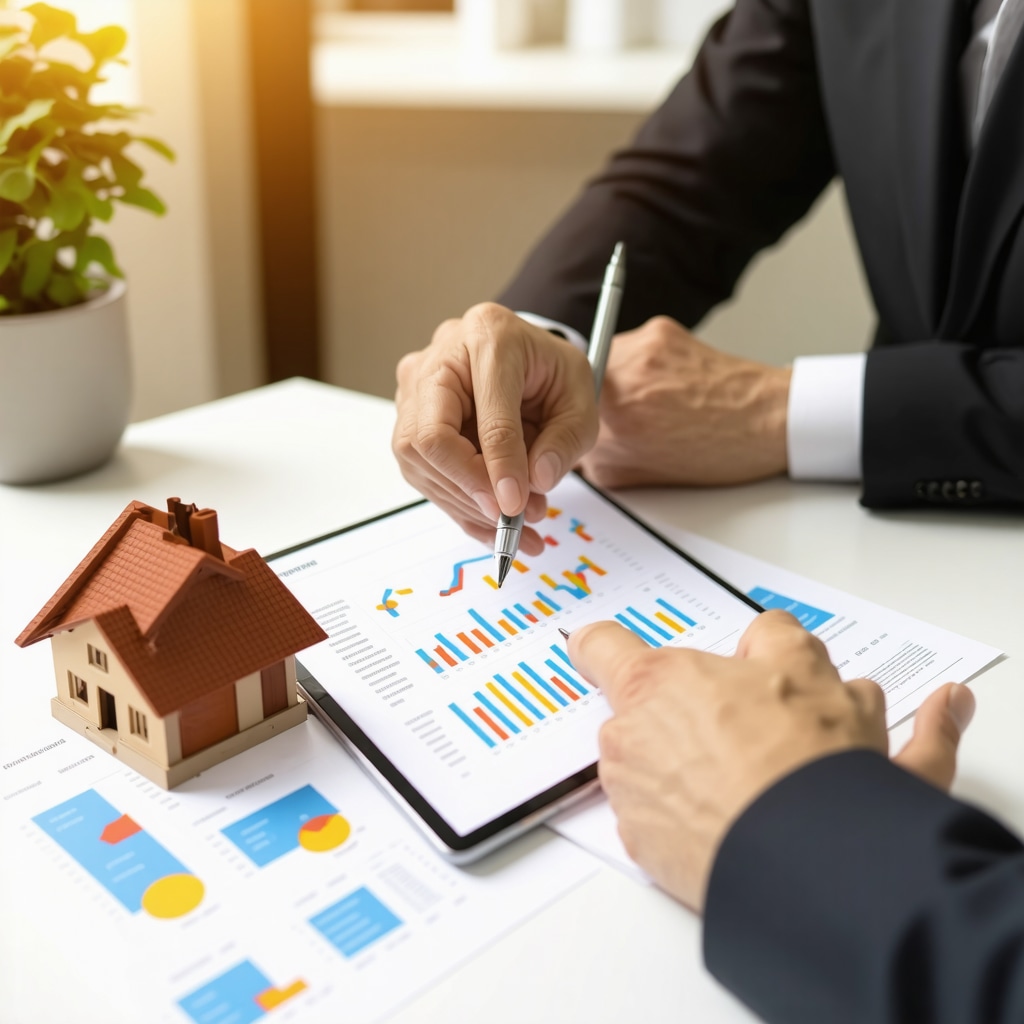 Mortgage advisor and Tennessee homebuyer reviewing FHA loan rates and credit scores