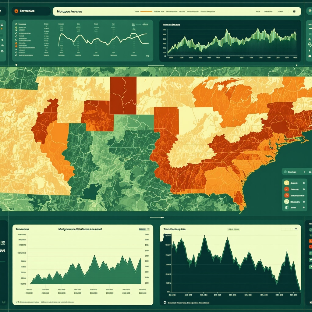 Dashboard showing predictive mortgage rate analytics mapped across Tennessee regions