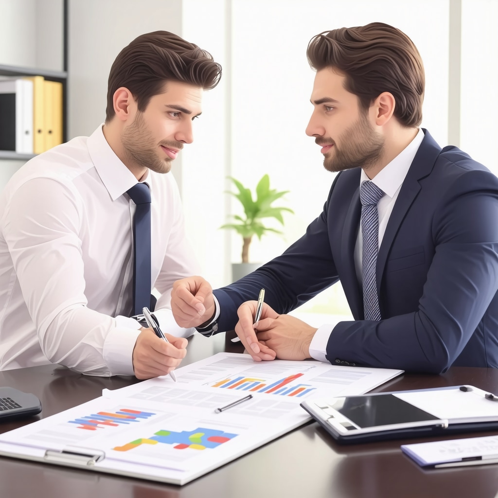 Tennessee homebuyer discussing mortgage points and fees with a mortgage broker in an office