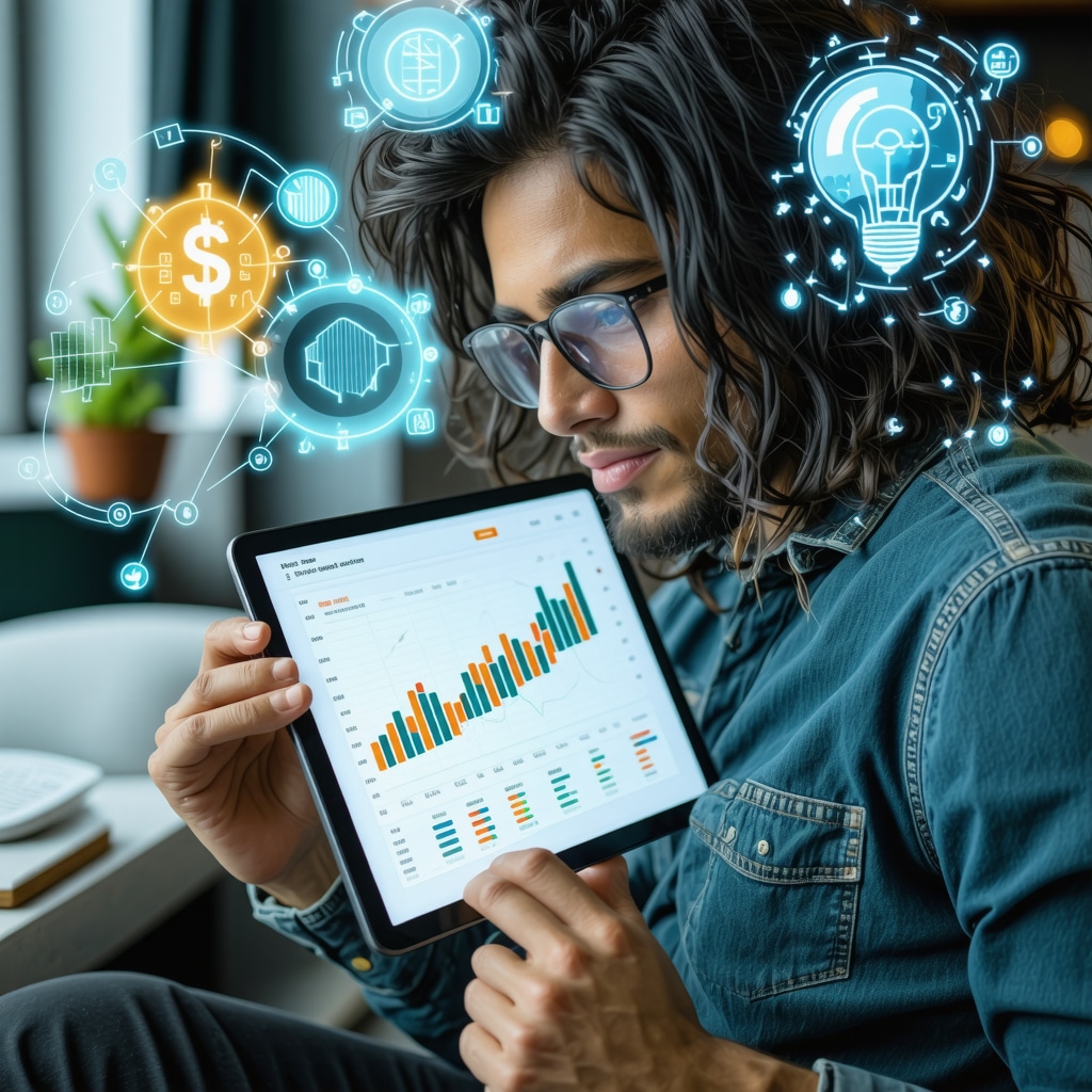Tennessee homebuyer analyzing mortgage rate charts with AI and financial icons
