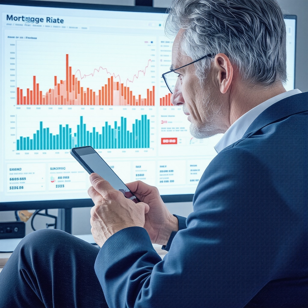 Tennessee homebuyer using smartphone app to monitor mortgage rates and economic trends