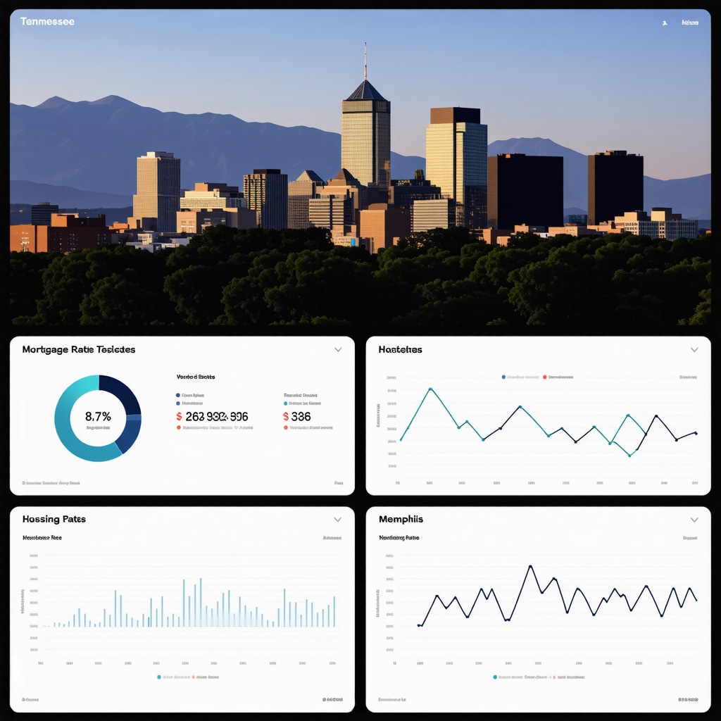 Dashboard showing detailed mortgage rates and housing market trends for Tennessee cities like Nashville and Memphis
