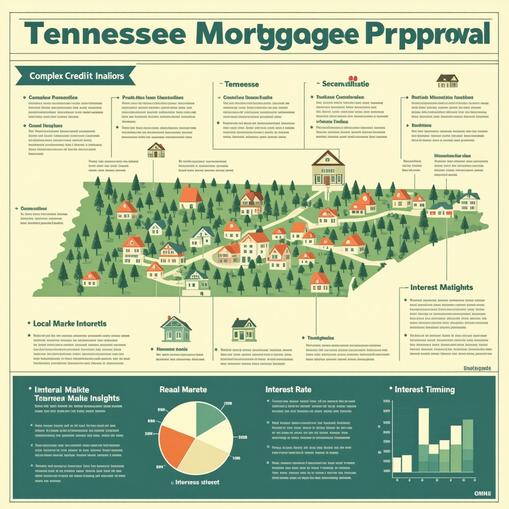 Infographic illustrating advanced mortgage preapproval strategies in Tennessee including credit analysis, local market insights, and interest rate timing