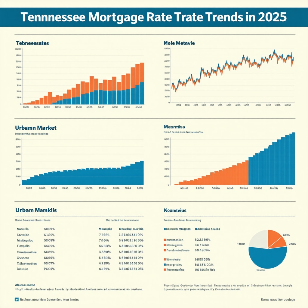 Infographic illustrating Tennessee mortgage rate trends with economic and regional data for 2025