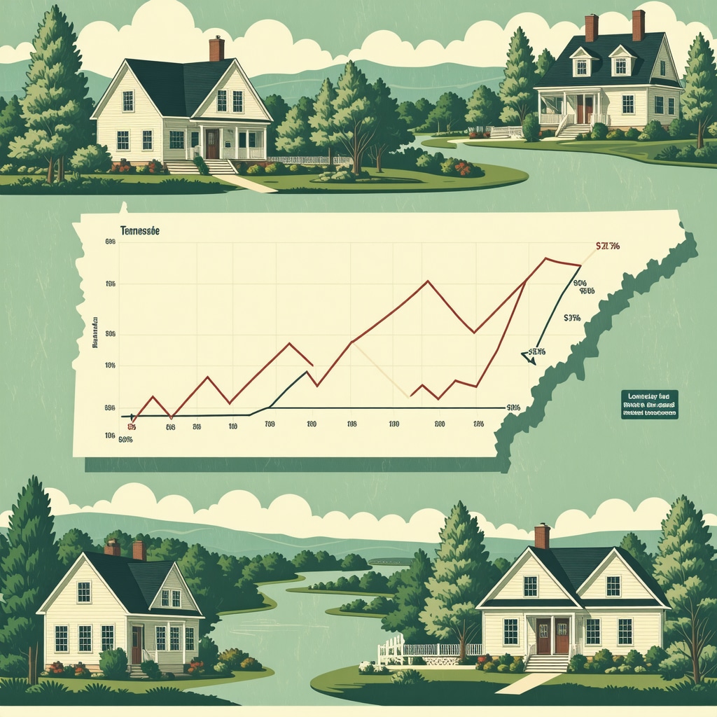 Infographic depicting Tennessee mortgage refinancing with interest rates, tax impacts, and loan term options