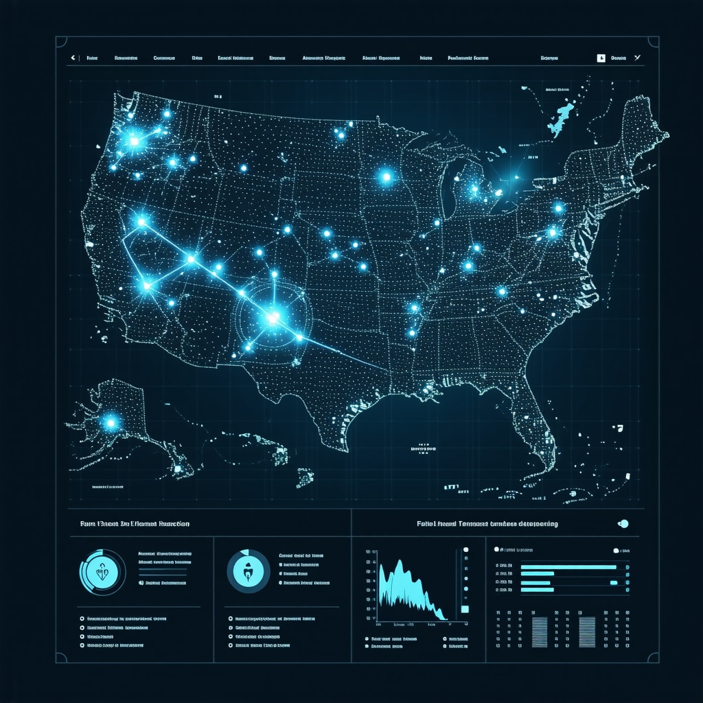 Digital interface with AI analytics and Tennessee map illustrating advanced mortgage application technology