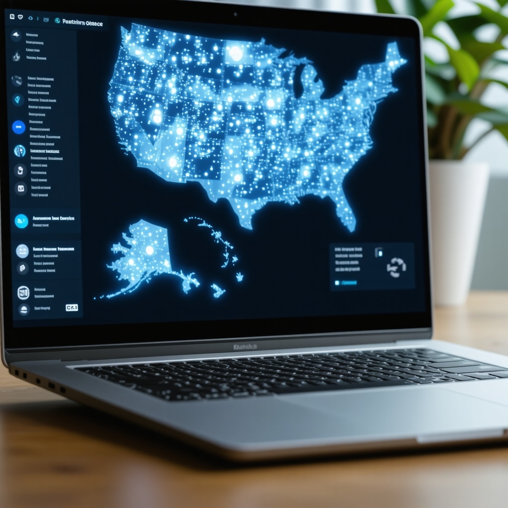 Digital interface displaying AI mortgage underwriting and credit analysis with Tennessee state map