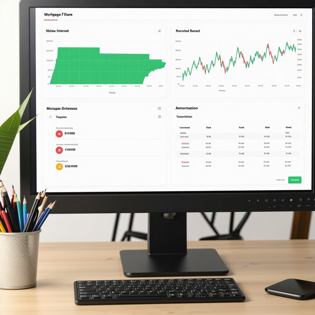 Financial dashboard showing mortgage interest projections and Tennessee economic indicators