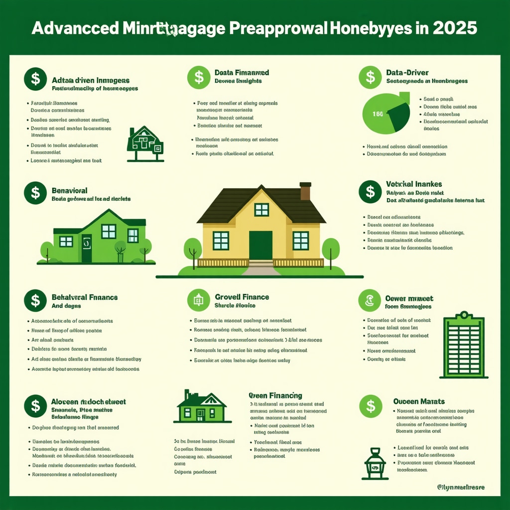 Infographic showing data-driven preapproval tactics, behavioral finance, and green mortgage options relevant to Tennessee