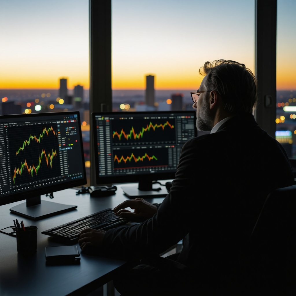 Data analyst analyzing mortgage rate trends and economic data with Knoxville skyline