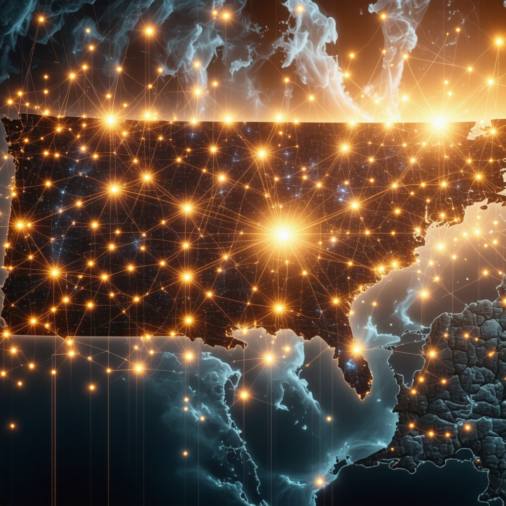 Digital blockchain ledger over Tennessee map illustrating secure mortgage processes