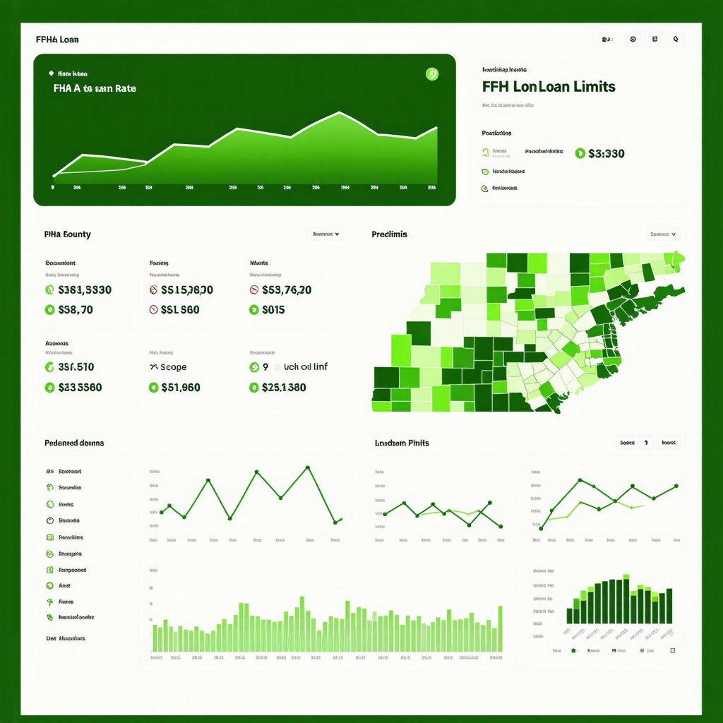 Advanced mortgage rate tracking dashboard with Tennessee FHA loan limits map and predictive graphs