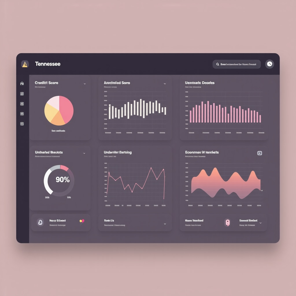Interactive dashboard illustrating credit score trends and mortgage underwriting data with Tennessee economic indicators