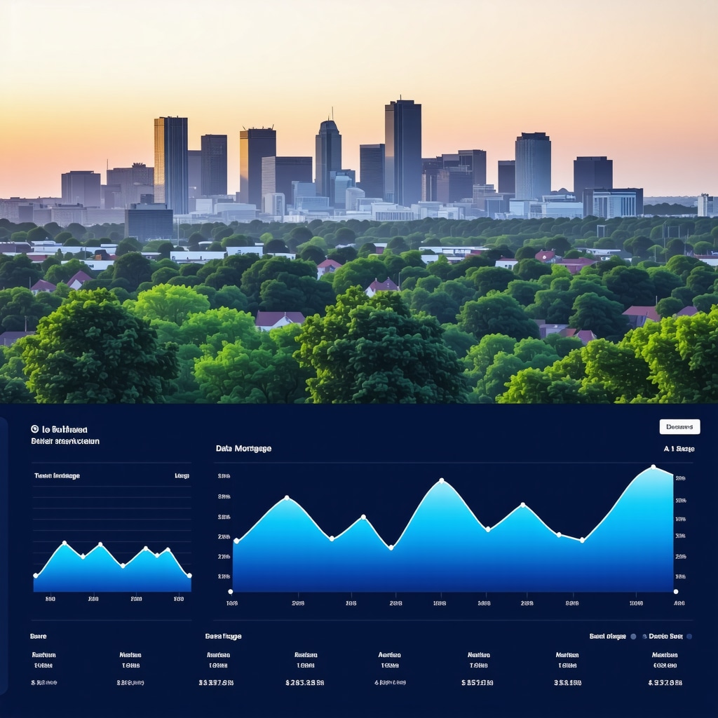 Mortgage rate analytics dashboard overlaying Tennessee city skyline representing predictive market insights