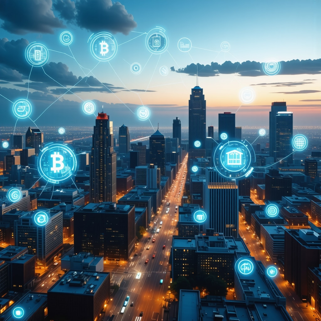 Digital visualization of AI, blockchain, and data analytics enhancing mortgage brokerage in Memphis