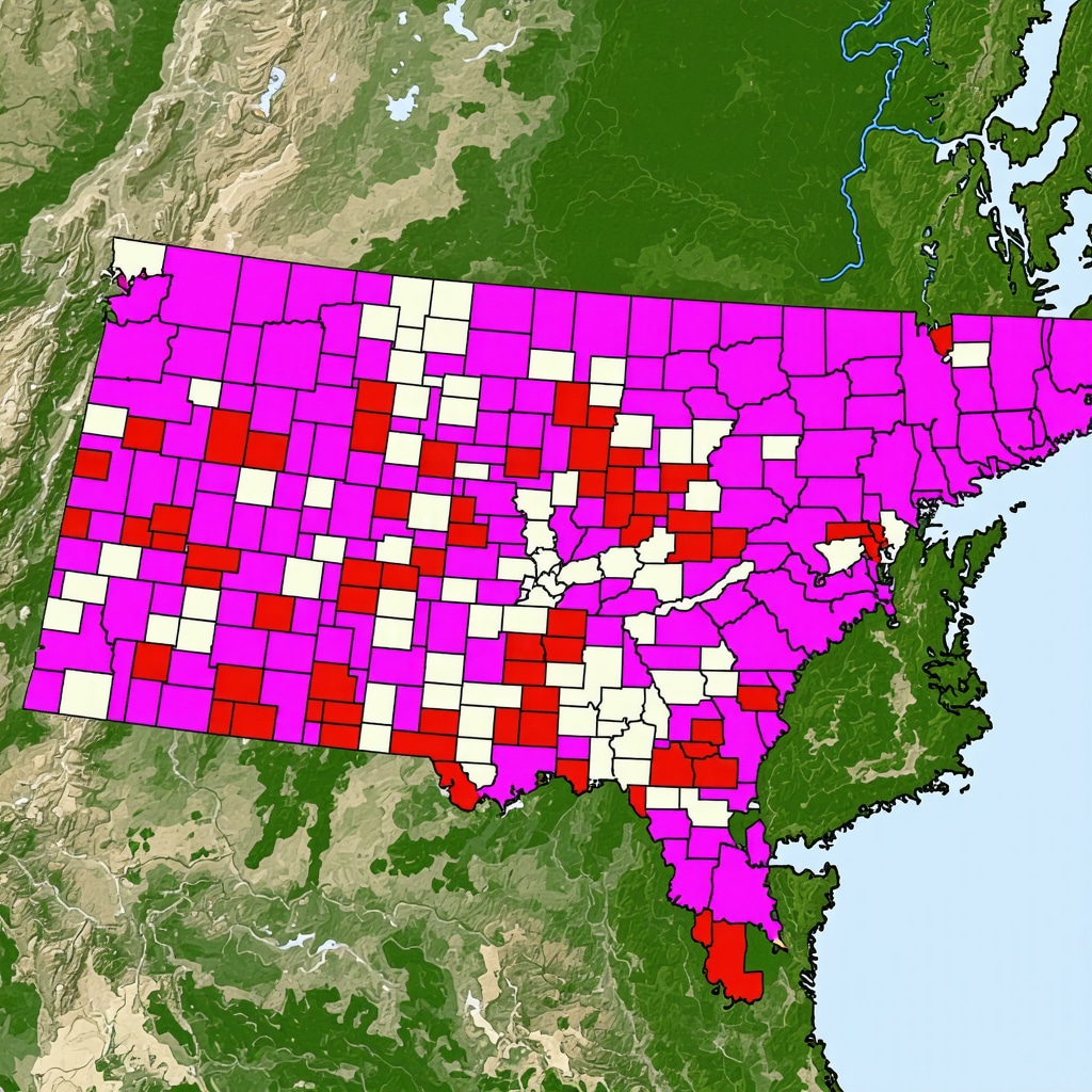 Digital map of Tennessee showing economic and housing data overlays for mortgage risk assessment