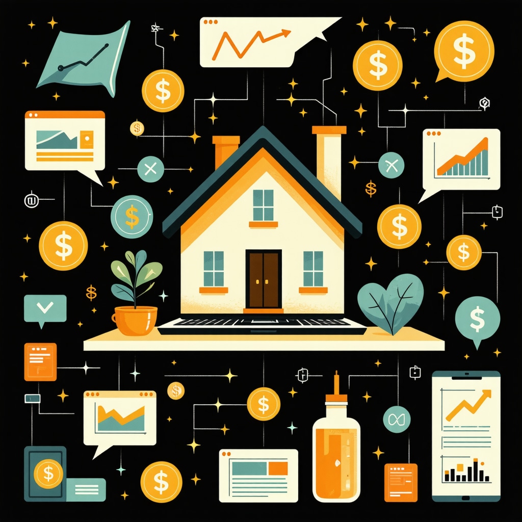 Illustration of hybrid mortgage process with broker, online lender, cybersecurity, and economic data for Tennessee