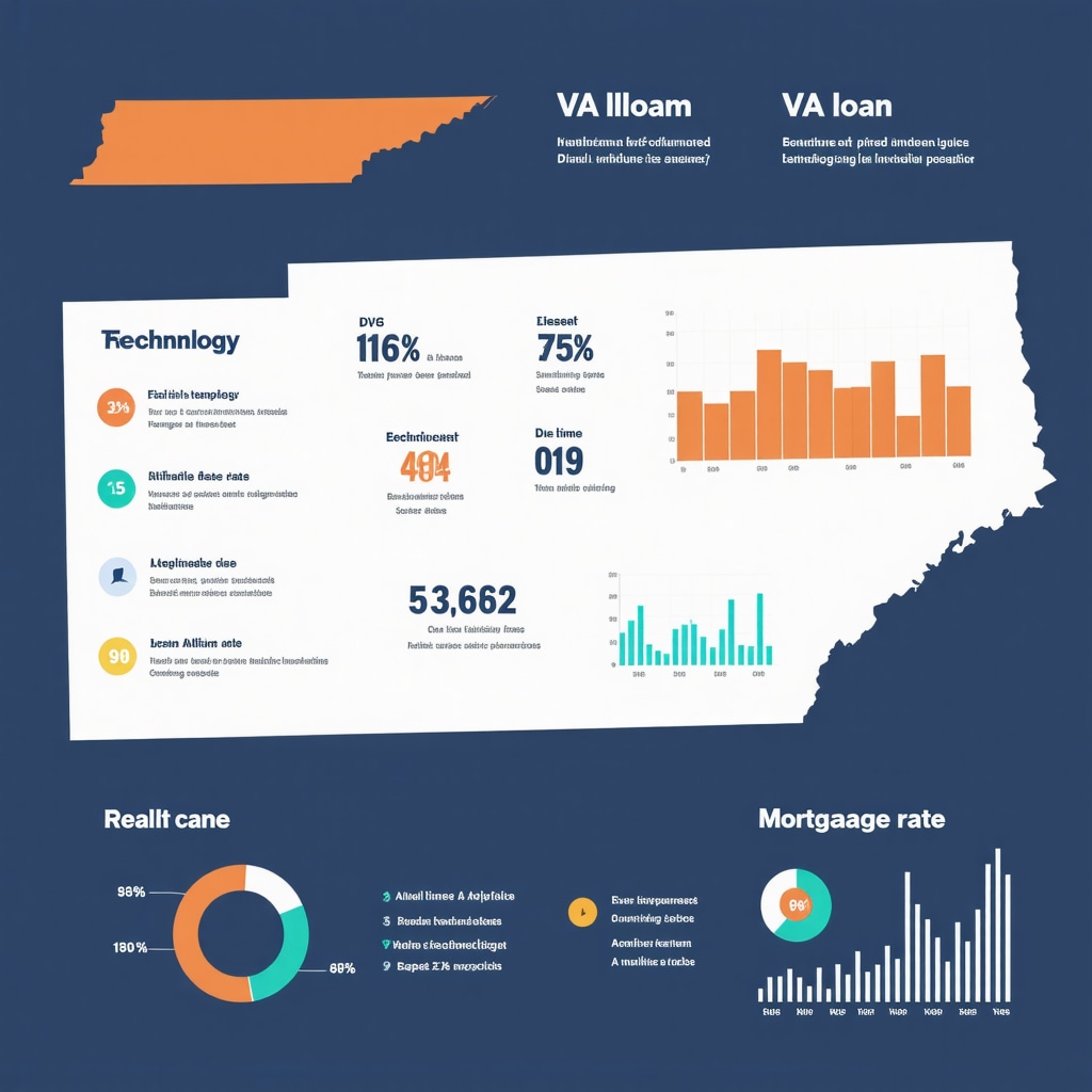Infographic showing Tennessee economic growth sectors and VA loan underwriting impact with mortgage rate analytics