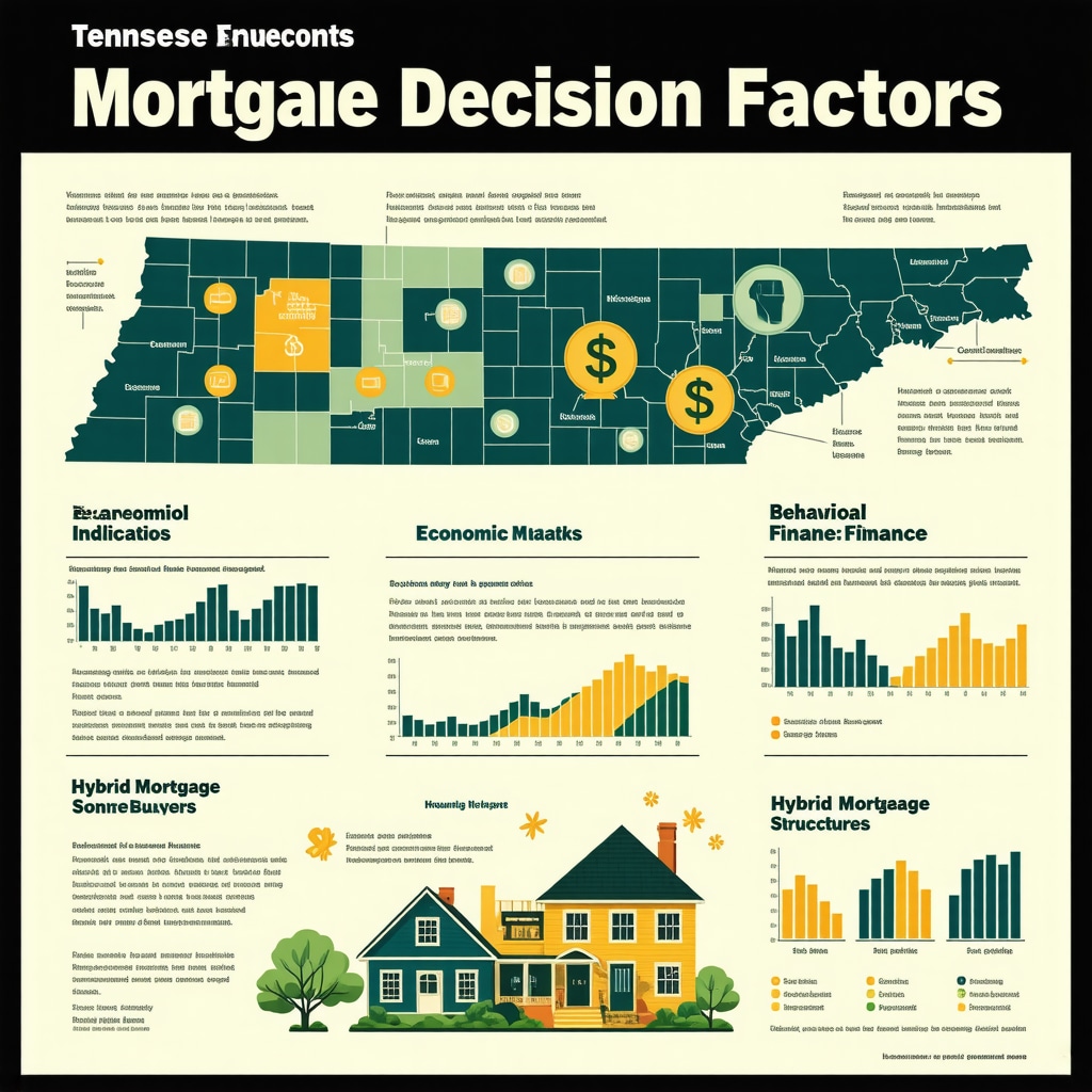 Infographic showing economic data, behavioral finance concepts, and mortgage options relevant to Tennessee buyers
