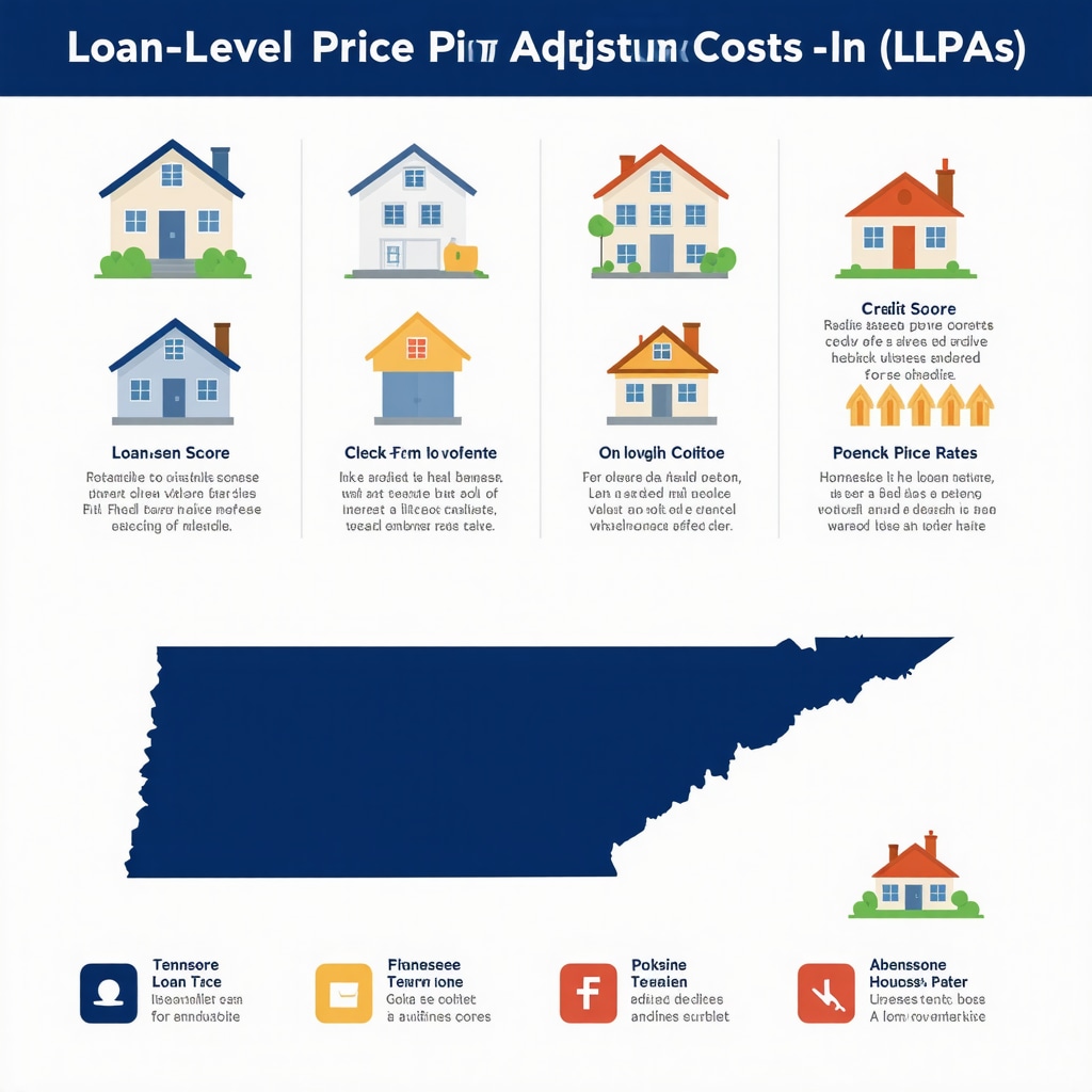 Infographic showing how LLPAs influence mortgage costs based on credit score and loan-to-value ratios in Tennessee
