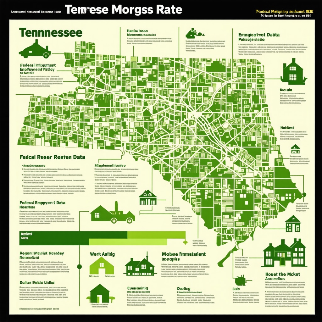 Detailed infographic showing how Federal Reserve policies, Tennessee employment data, and housing market conditions influence mortgage rates