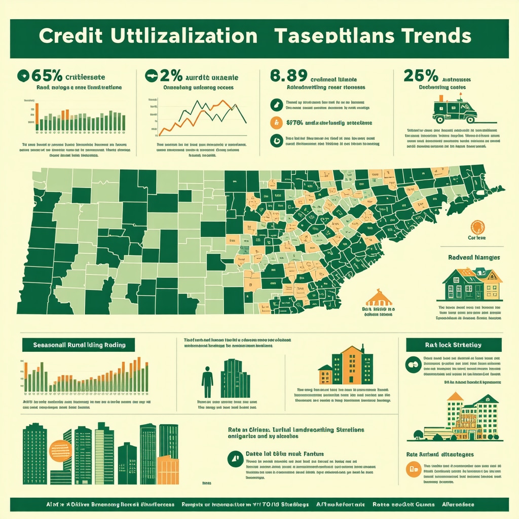 Detailed infographic combining credit utilization, Tennessee mortgage rate trends, AI underwriting, and rate lock tactics