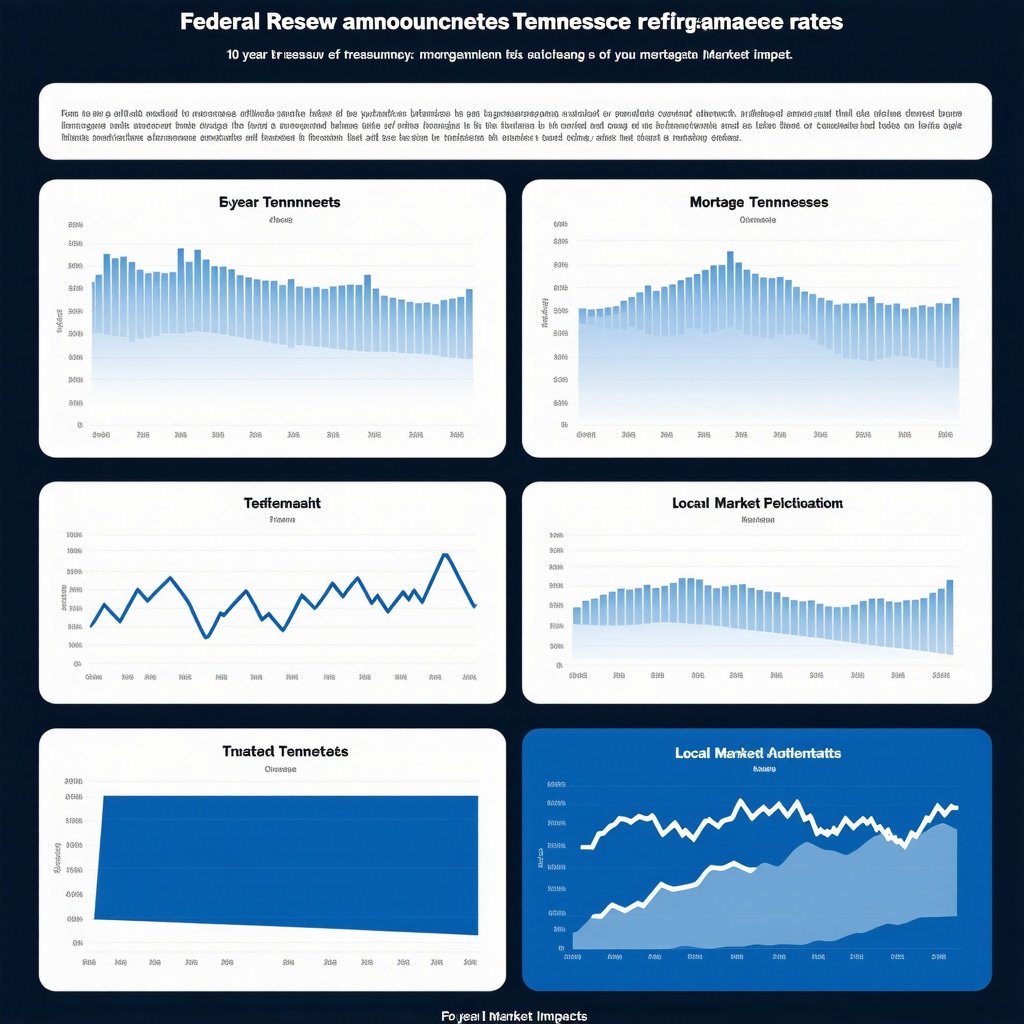 Infographic showing relationship between Federal Reserve policies and Tennessee mortgage refinance rates with charts and data