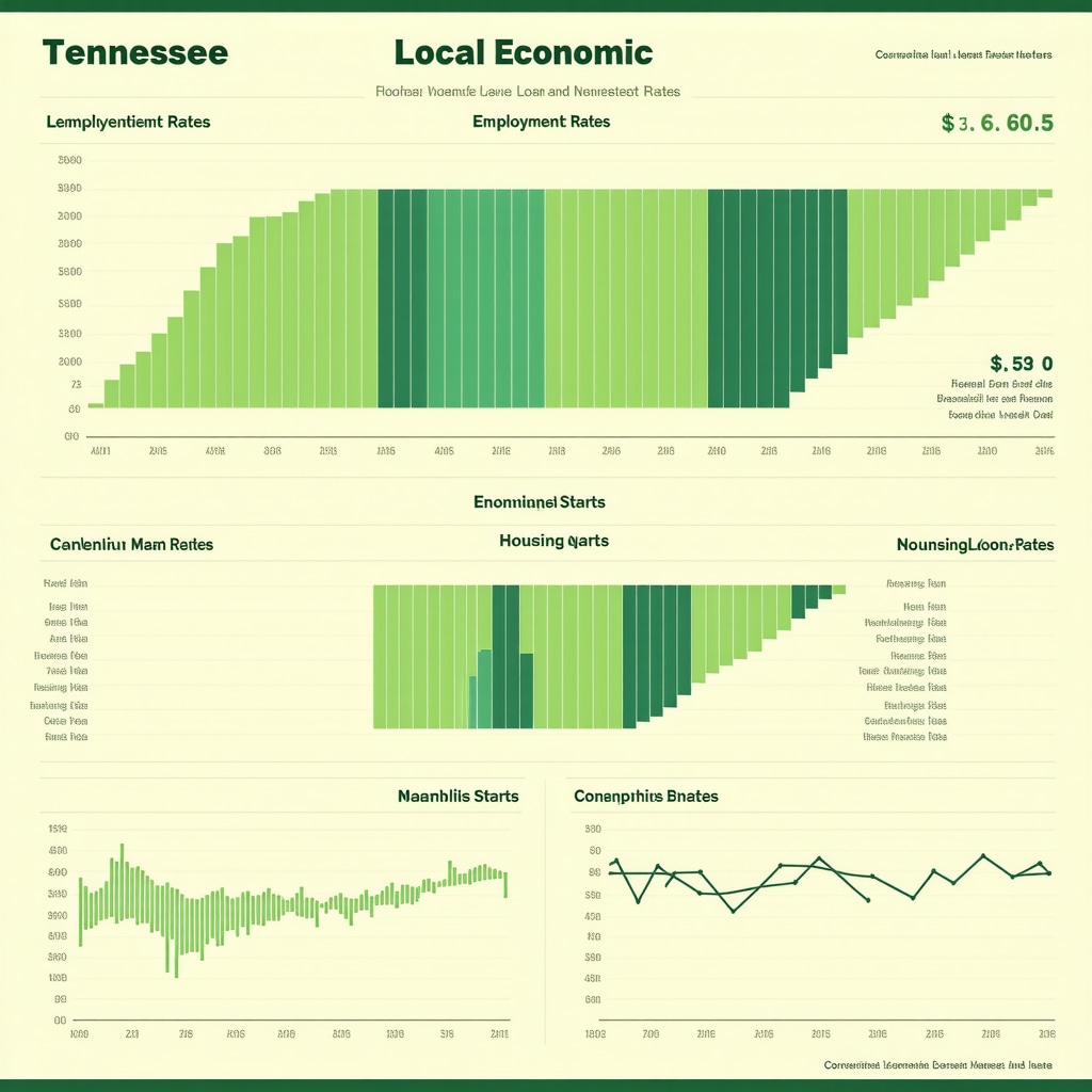 Infographic showing how Tennessee economic factors affect conventional mortgage rates in key cities