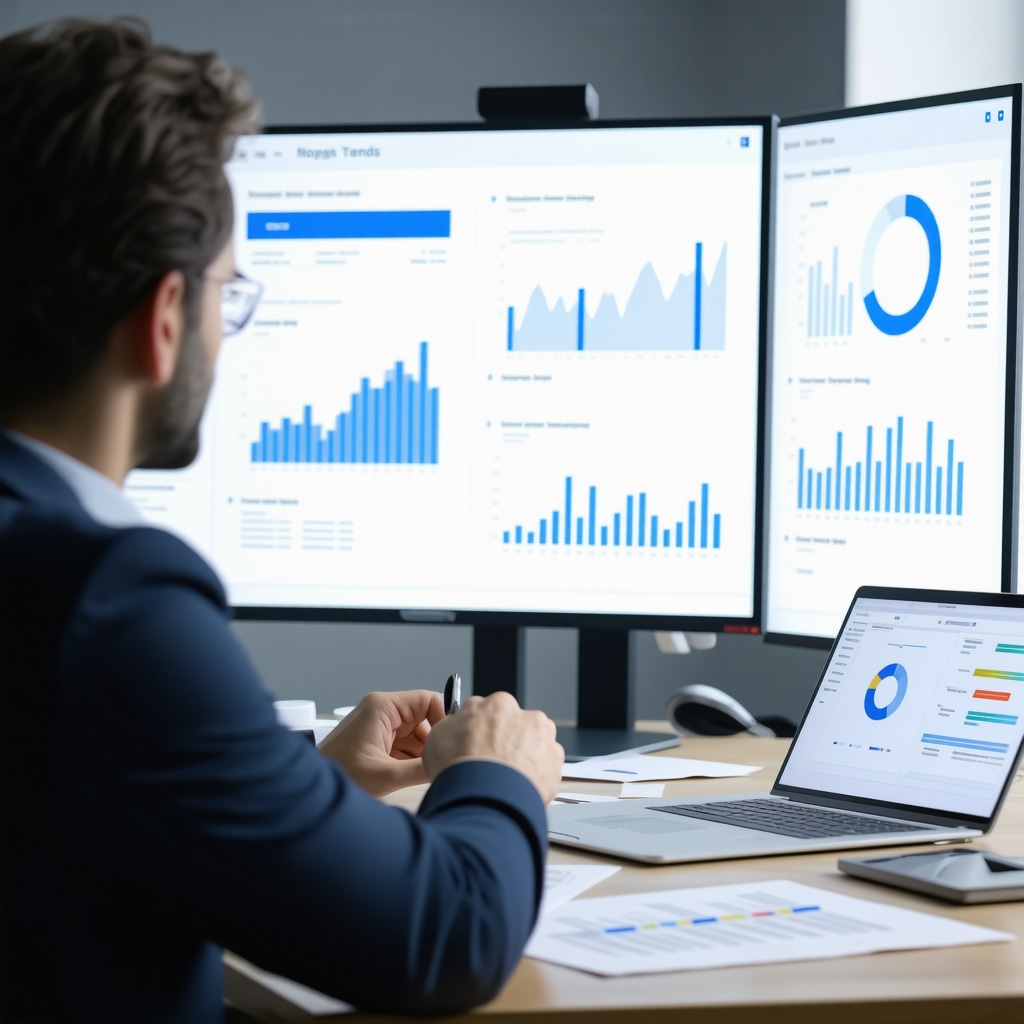 Memphis mortgage broker reviewing digital predictive analytics and negotiation documents in a modern office setting