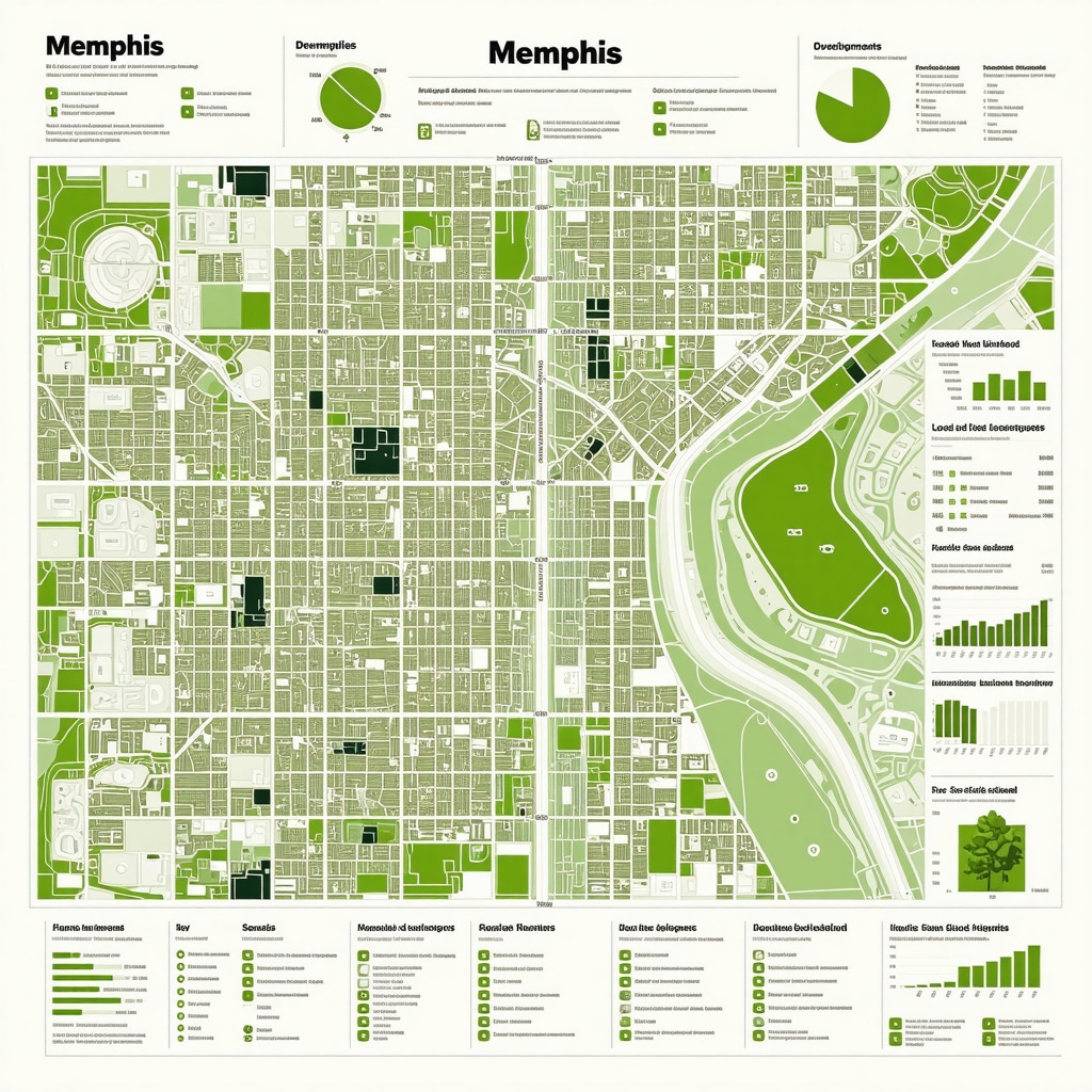 Infographic showing Memphis neighborhoods combined with mortgage rates and local development data