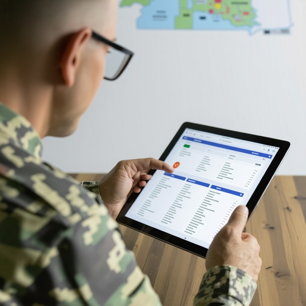 Mortgage advisor discussing VA loan rates with Tennessee veteran using digital tools