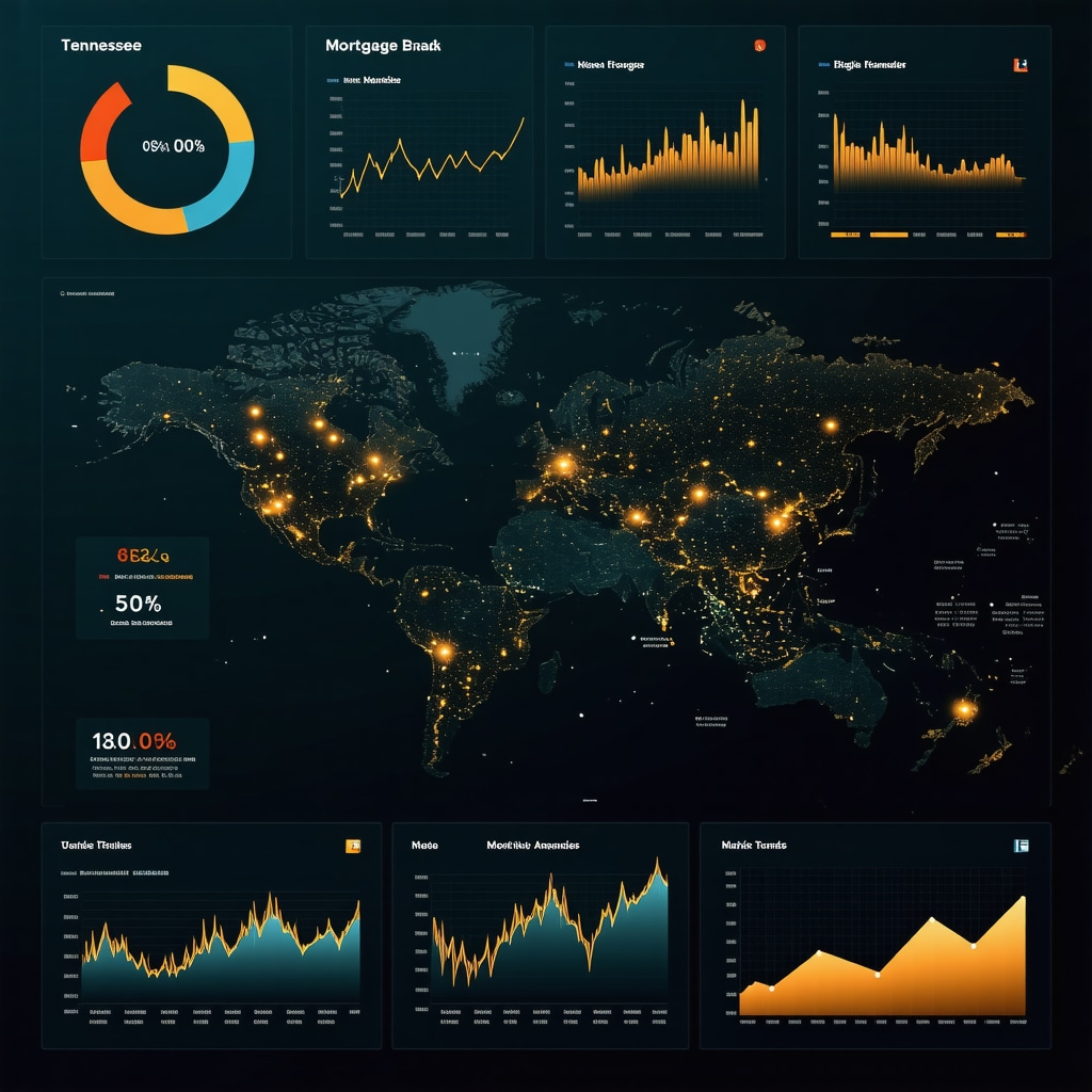 Digital dashboard displaying mortgage broker fee analysis and AI-driven market trend forecasts for Tennessee in 2025