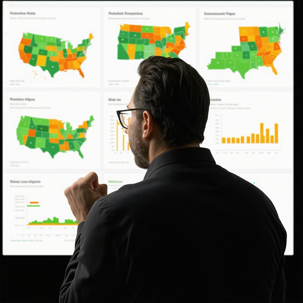 Mortgage broker analyzing Tennessee housing market data with predictive analytics and loan programs overlay