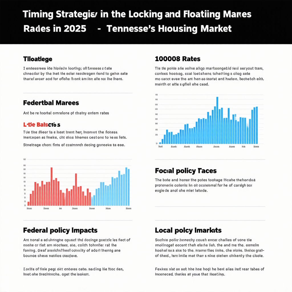 Infographic showing mortgage rate lock and float timing strategies with federal and local market influences for Tennessee in 2025