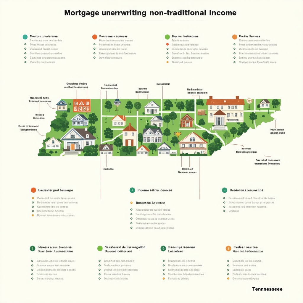 Infographic showing evaluation of alternative income sources by Tennessee mortgage lenders