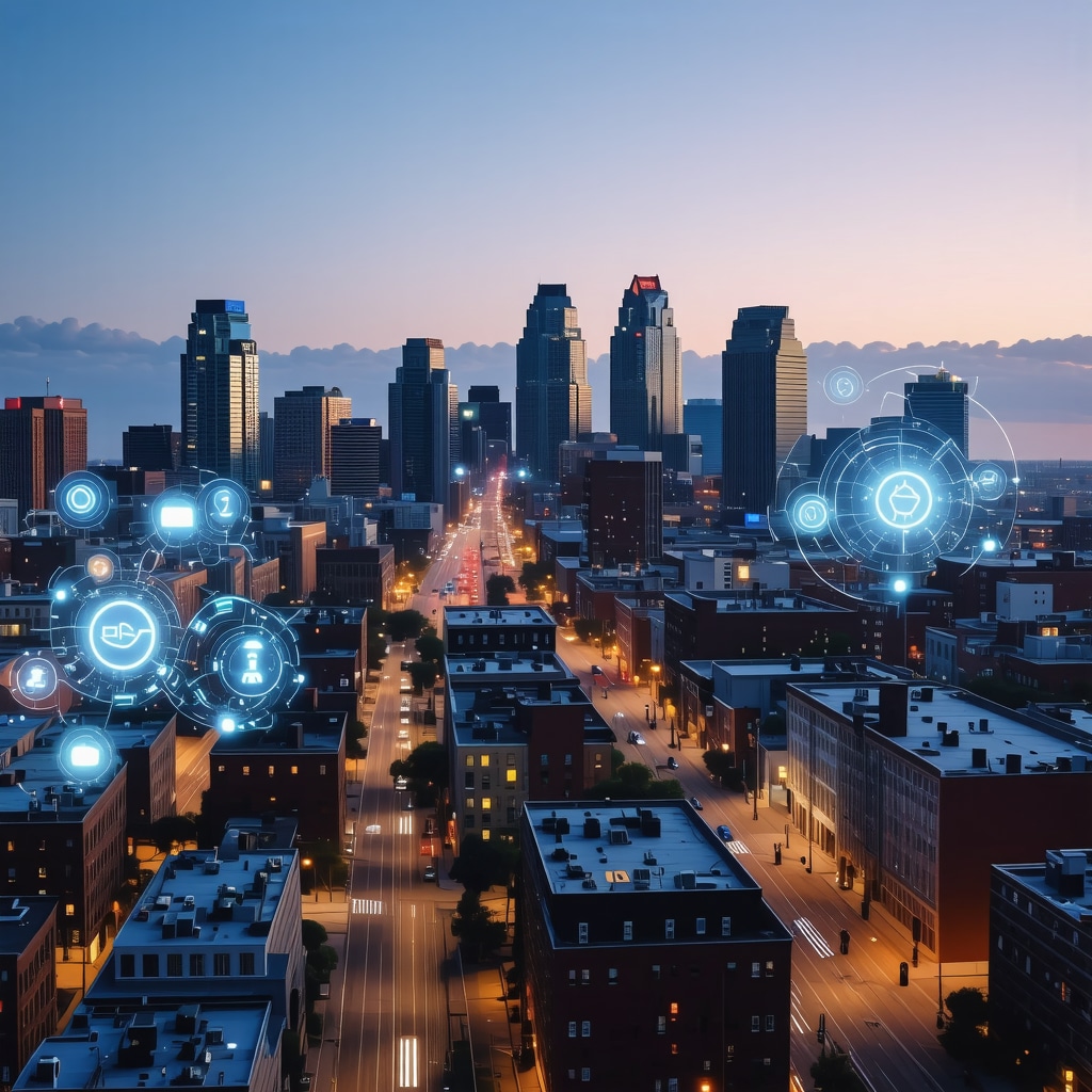 Nashville skyline with digital analytics graphics representing AI-driven mortgage lending technology