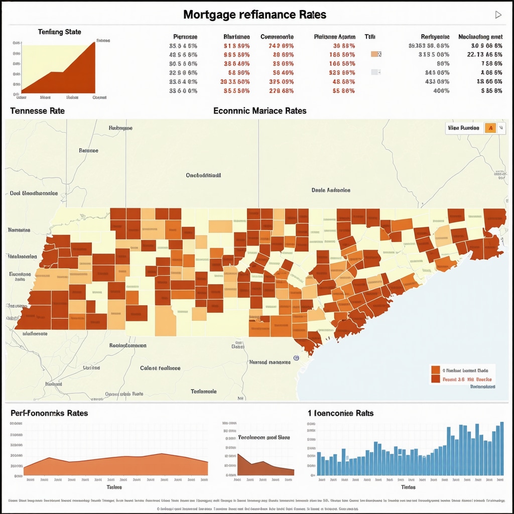 Dashboard displaying mortgage refinance predictive analytics and Tennessee economic data